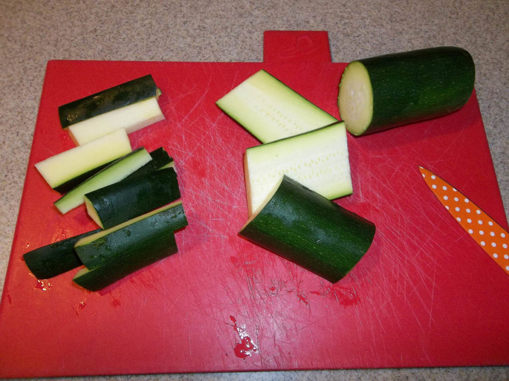 cutting zucchini