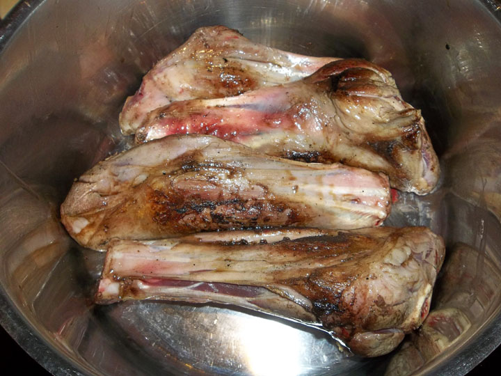 Lamb shanks browned