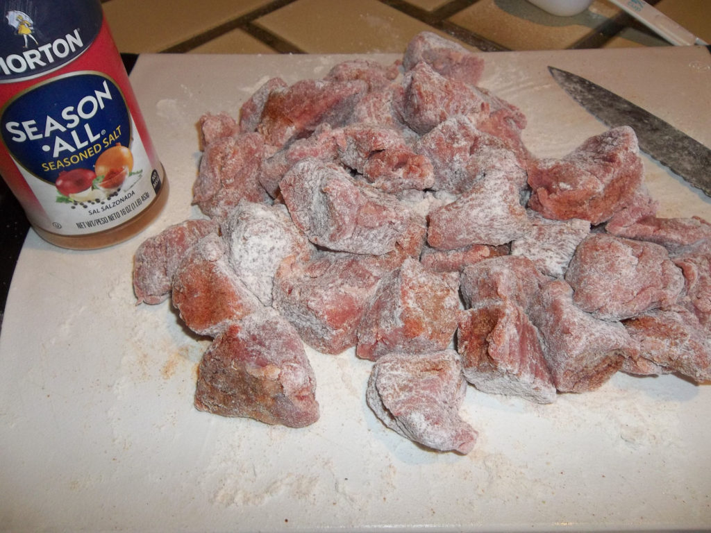 stew meat prepped